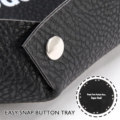 Faux Leather Valet Tray for Men, Catch-All Tray Empty Dad's Pocket for Nightstand Entryway Table, Dump Holder Everyday Carry Organizer for Wallet Keys Watch, Black - color: Black