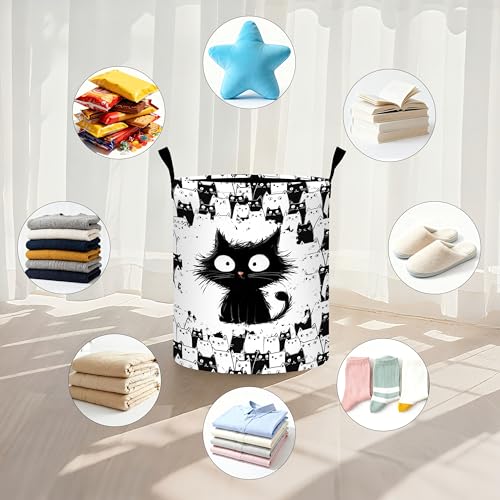 Cat Laundry Basket Storage Bin Foldable Laundry Hamper Clothes Storage Bucket Organizer 19.6x15.7 Inch For Laundry Room/Bedroom/Bathroom - color: Cat