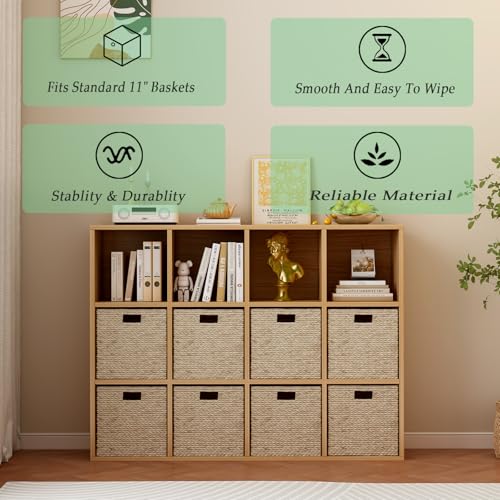 OSCHF 12-Cube Storage Shelf Bookcase - Wooden 3-Tier Floor Standing Open Bookshelf for Home and Office, Display Cabinet, Oak - color: Oak, size: 12-Cube