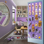 Modern Over the Door Shoe Rack Organizer with 24 Clear PVC Pockets, Purple - color: 24 Pockets-Purple