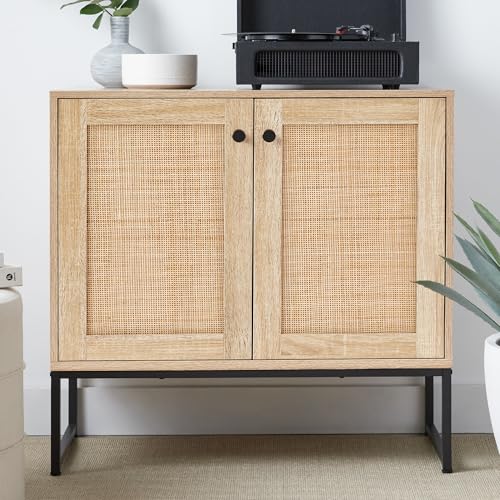 Best Choice Products 2-Door Rattan Storage Cabinet, Accent Furniture, Multifunctional Cupboard for Living Room, Hallway, Kitchen, Sideboard, Buffet Table w/Non-Scratch Foot Pads - Natural - color: Rattan, Natural