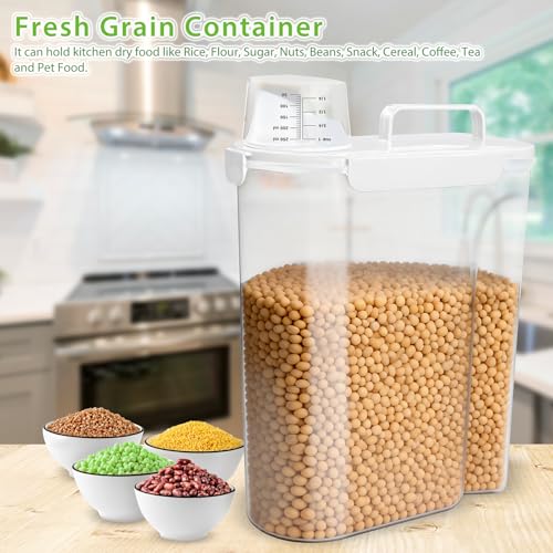 Viretec Rice Storage Container, 10 to 20lb Dry Food Airtight Dispenser, Pet Dog Cat Food Canister, BPA Free Clear Plastic Kitchen and Pantry Organization Bin for Oatmeal, Cereal, Pasta, Flour White - color: 10L/White