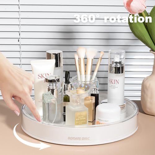 Anyoifax 360 Rotating Makeup Organizer Perfume Tray Skincare Holder Spinning Cosmetic Storage Bathroom Countertop Organizer Lazy Susan Turntable for Dresser, Vanity, Kitchen, Large White - color: White, size: 11"