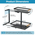 Under Sink Organizer, 2 Pack 2 Tier Under Sink Organizers and Storage, Pull Out Slide Out Under Cabinet Organizer Shelf, Large Metal Sliding Drawers Rack for Kitchen Bathroom.