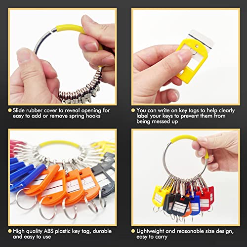 Portable Key Organizer, Key Organizer Keychain with 30 Individual Spring Hooks and Key Tags for Multiple Keys, Lightweight Key Holder for Office, Janitor, Hotel, Apartments, Car Rental