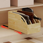 Pull Out Cookie Sheet Organizer for Cabinet, Wooden Cutting Board Organizer Rack with Vertical Tray Dividers, for Storage Pans, Baking Tray, 10.5''W X 21" D X 10.6" H