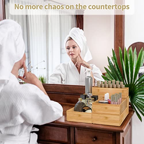 Bamboo Kitchen Drawer Organizer,Stackable Silverware Tray Utensil Organizer Cutlery Holder for Kitchen,Wooden Storage Box for Bathroom, Multi-Use Drawer Organizer for Office,Makeup(12x6x2.5 inch） - size: 12x6x2.5inch