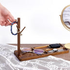 PH PandaHall Wood Key Tray for Entryway Table Key Holder Jewelry Tray for Home Decorations with Hanging Organizer Ring Bracelet Stand Tray for Watch Glasses Phone12.9x4.7x8.9 Inches, Brown