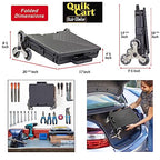 dbest Products Quik Cart Stair Climber Wheeled Rolling Crate Teacher Utility with seat Heavy Duty Collapsible Basket with Handle, 18" D x 17" W x 39" H, Black - color: Black, style: Stair Climber