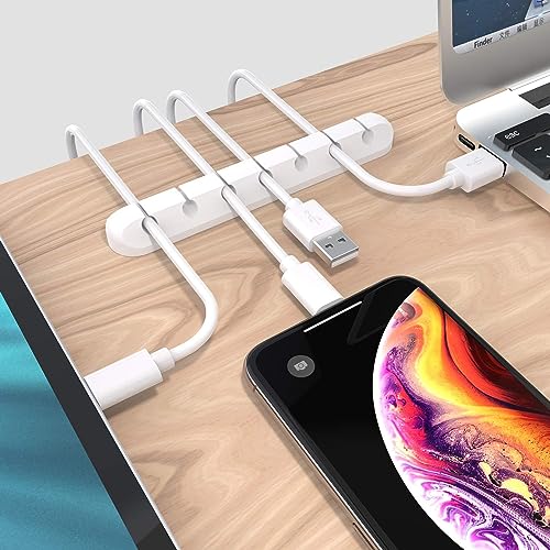 SOULWIT Cable Holder Clips, 3-Pack Cable Management Cord Organizer Clips Silicone Self Adhesive for Desktop USB Charging Cable Nightstand Power Cord Mouse Cable Wire PC Office Home - color: 357-slot-white, size: 753-Slot