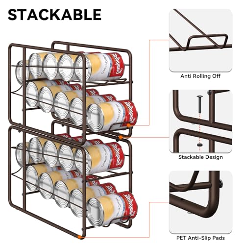 MOOACE Can Organizer for for Pantry, Stackable Soda Can Dispenser Canned Food Storage, Kitchen Cabinet Fridge Beverage Cans Holder, 4 Pack, Bronze - color: Bronze