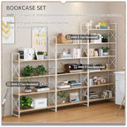 4NM Extra Wide 6 Tiers No Assembly Book Shelves, 61.8" H Folding Bookshelf Bookcase Open Industrial Foldable Shelves for Bedroom, Living Room, Home Office - Natural White - color: Natural White, size: Wide XX 6-Tier