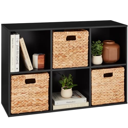 Best Choice Products 6-Cube Storage Organizer, 11in Shelf Opening, Bookcase, Display Shelf, Customizable w/ 3 Removable Back Panels – Black - color: Black, size: 6-Cube, 11in Shelf Opening