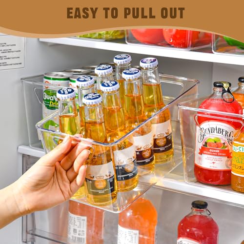 12 Pack Middle Organizers and Storage, Pantry Organization and Storage Bins, Cabinet Organizer, Clear Plastic Storage Containers with Handle，Acrylic Storage Bins for Cabinet, Fridge - color: Mid 12pack