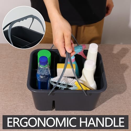 Plastic Cleaning Caddy with Handle, Portable Plastic Storage Caddy Organizers, Gray, F