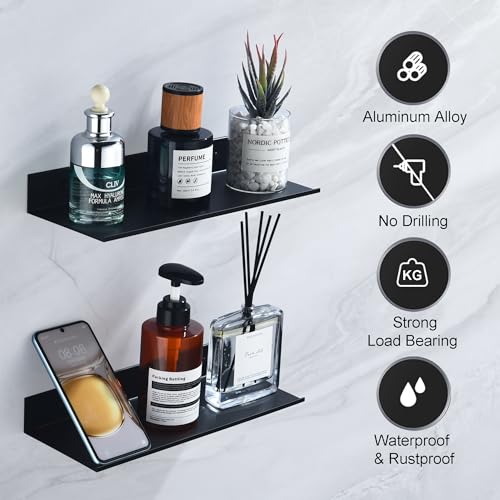 HNVNER Adhesive Shower Caddy 2 Pack, Metal Shower Shelves for Inside Shower 30cm, Black Bathroom Shelves Wall Mounted, No Drilling Bathroom Organizer - color: Black, size: 30cm