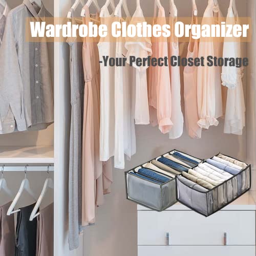 2PC Wardrobe Clothing Organizer Mesh Clothes Storage Organizers,6 Grids Closet Drawer Divides Storage Organization Box for Thin Jeans,T-shirts,Skirts,Dresses,Yoga pants,Jean Organizers for Closet