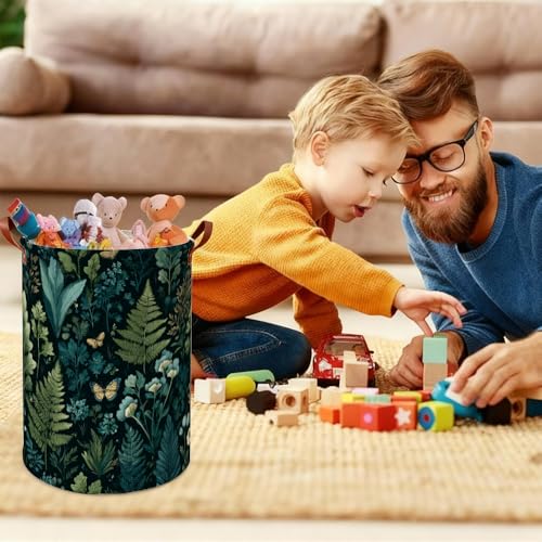 Dark Botanical Laundry Basket Funky Collapsible Laundry Baskets Oxford Cloth Bin Laundry Hamper Colorful Laundry Basket Spring Decor 15.75x15.75x19.7" - color: Colorful593