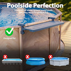 POOLHACKER Poolside Bar, [Original] Swim Up Bar Exclusively for Above-Ground Round Pools. Patio Poolside Table Smart Fold Easy Maintenance, Weather Resistant Stable Tabletop (Phantom Gray) - color: Phantom Gray