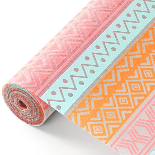 Cooyes Shelf and Drawer Liners for Kitchen Cabinets, Non Adhesive Cabinet Liner, EVA Waterproof Durable Non-Slip Drawer Mats for Shelves, Refrigerator, Storage, Desks（11.8" W x 118" L） - color: Transparent Boho, size: 11.8"W x 118"L