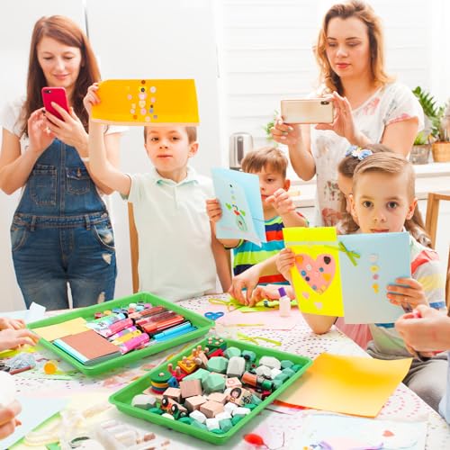 Maitys 15 Pcs Flat Plastic Trays 16.1 x 11.8'' Sensory Storage Tray Paper Stackable Classroom Bins for Office Home Organizer Arts and Crafts Supplies(Green) - color: Green