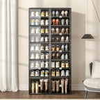 Vipbox Shoe Rack Organizer Cabinet for Closet Entryway,Clear Shoe Storage Boxes Stackable Sneaker Storage with Door Easy Assembly Black Shoe Cabinet with Lids Large 9 Tiers 36 Pairs - size: 9 Tiers 36 Pairs