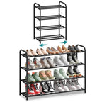 SONGMICS Expandable Shoe Rack, Adjustable Shoe Organizer Storage Shelf, Sturdy and Heavy-Duty, for Closet, Entryway, Living Room, 4-Tier, Ink Black ULMR046BD01 - size: 4 Tiers (26.5"H)