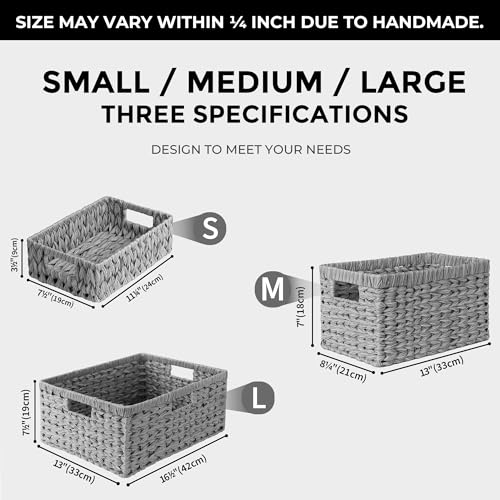 GRANNY SAYS Large Wicker Basket for Storage, Waterproof Baskets for Shelves, Storage Baskets with Handles, Grey Basket for Storage, 1-Pack - color: Gray, size: 16 ½"L x 13"W x 7 ½"H