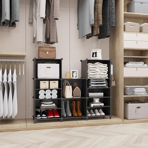 AWTATOS Closet Organizer, 8 Cube Closet Organizers and Storage, Closet Storage Shelves, Clothes Storage Organizers for Closet Bedroom Living Room Office Black - color: Black