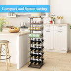 GILLAS 8 Tier with Wooden Top Water Bottle Storage with Wooden Tabletop,Metal Beverage Can Rack,Large Capacity Bottled Rack Water Bottle Holder Stand for Cabinet,Countertop Kitchen,Party,Black - size: 8 Tier With Wooden Top