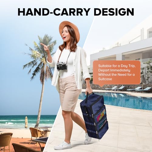 Suitcase Organizer, Travel Luggage Organizer Hanging Shelves Packing Cube Closet/Collapsible Portable Travel Organizer for Carry-on - color: Blue-S-4 Tier, size: Small
