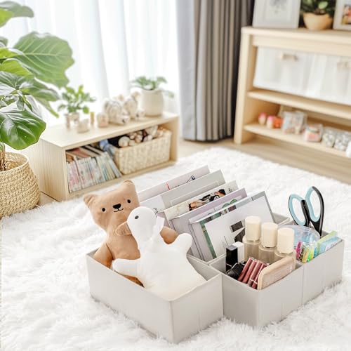 Criusia Drawer Organizer Clothes, 10 Pack Dresser Organizer for Baby Clothes, Underwear, Sock- Foldable Closet Organization and Storage Dividers Bins for Nursery, Bedroom (Oatmeal) - color: Oatmeal, size: 10PACK