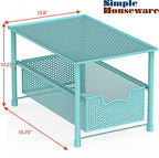Simple Houseware Stackable Under Sink Cabinet Sliding Basket Organizer Drawer, Turquoise - color: Turquoise
