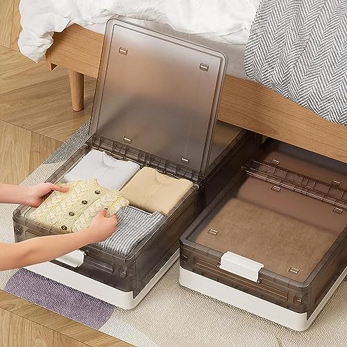 Under Bed Storage Containers, Stackable Under Bed Rolling Storage Plastic Containers, 11.5Gal Storage Bins with Wheels, Multi-purpose Storage Bins with Lids for Clothes, Shoes, And Duvets - size: 11.5Gal - 2 Pack