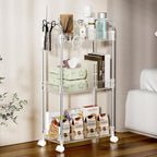 SPACEKEEPER 3 Tier Acrylic Storage Rolling Cart Clear Bathroom Cart Organizer, Transparency Laundry Room Organization Mobile Shelving Unit Multifunction Rolling Utility Cart for Office Living Room - size: 3 Tier
