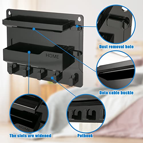 YONGAIJIA Bedside Wall Mount Shelf, Adhesive Bedside Organizer for Remote、Phone、Glasses. Bedside Accessories Storage suitable for College Dorm 、bunk bed 、 Bedroom、Rv（Black） - color: Black