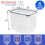 Sorbus Food Storage Containers - Pack of 6 - Air Tight, Four-Way Snap Lids Keeps Food Fresh - Store Cereal, Pasta, Flour, Nuts, Candy - Durable Plastic Kitchen Pantry Bins - size: 6 Pack