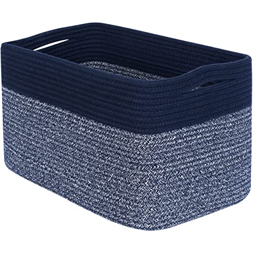 MINTWOOD Design Storage Basket for Shelves, Decorative Baskets for Organizing, Book Basket, Storage Cube Bin Box, Woven Closet Organizer, Pantry Closet and Shoe Basket, Navy Blue - color: Navy Blue