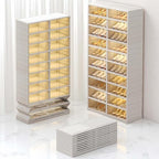10-Tiers Shoe Rack Organizer with Doors, Foldable Storage Cabinet Holds 40 Pairs, Stackable Plastic Shelf for Closet, Entryway, Living Room, Collapsible Easy Assembly Large - size: 10 Tiers 40 Pairs