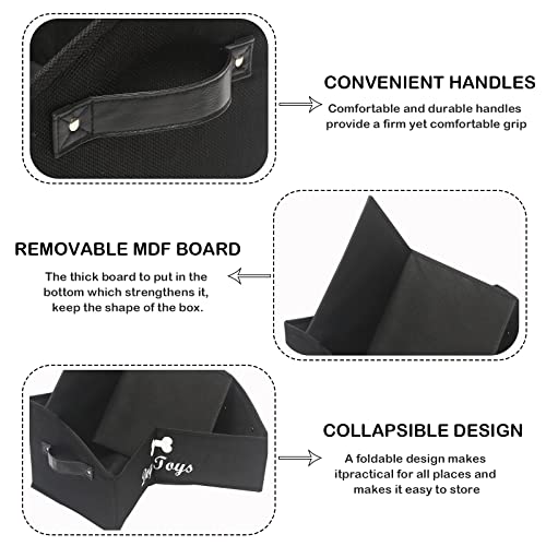 Morezi Linen-cotton blend dog toy basket and dog toy box, dog toy basket storage - Perfect for organizing pet toys, blankets, leashes, chew toys - Black - Dog - color: Dog Black