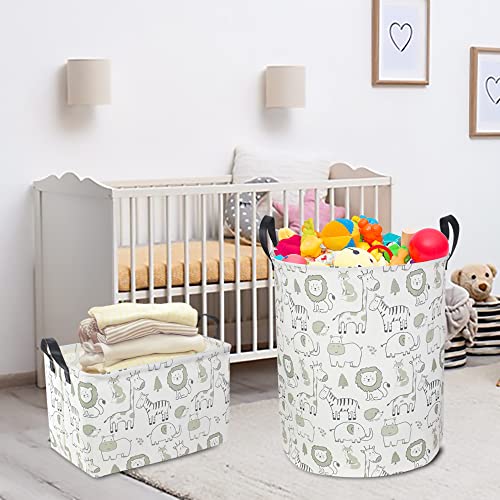 CLOCOR Baby Laundry Basket,Collapsible Kids Toys Storage Baskets,Nursery Hamper for Boys and Girls,Jungle Bedroom Decor,Gift Basket（Green Animals - color: Green Animals