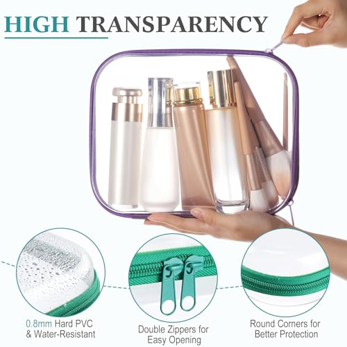 Sanwuta 6 Pcs Clear Hard Zipper Case Plastic Zipper Pouches Transparent Makeup Bag Pencil Case Pouches Toiletry Diaper Bag for Travel Toy Storage Organizer Bins - color: Assorted Color, size: 9.84 x 7.87 x 2 Inch