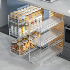 ROOMTEC Pull Out Spice Rack for Narrow Cabinet (7" W X 20½" D),3 Tier Heavy Duty Sliding Spice Cabinet Organization Shelf Racks, Pull Out Shelves Under Cabinet Storage for Kitchen - size: 7" W x 20½" D, 3 Tier, Heavy Duty