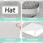 2 PCS Stackable Hat Organizer for Baseball Caps, Clear Window Dustproof Storage Boxes with Cardboard, Holds Up to 30 Caps, Sturdy Closet Hat Storage for Men & Women (Grey)