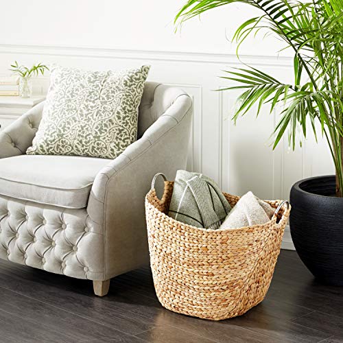 Deco 79 Seagrass Handmade Decorative and Functional Storage Basket Large Woven Basket Organizer with Ring Metal Handles, Basket for Storage 21" x 17" x 19", Brown - size: 21" x 17" x 19"