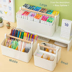 Vidifor Art Supply Organizers Caddy with Handle, Desk, Home, Office, Cleaning Basket, Makeup Caddy and Tote (White+Blue, Large) - color: White+Blue