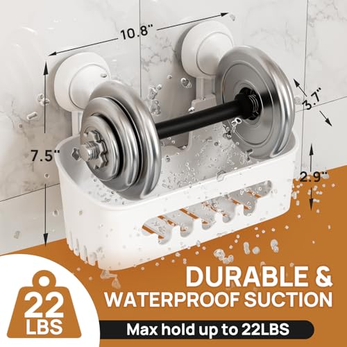 LEVERLOC Shower Caddy Suction Cup, Shower Organizer Removable Bathroom Shelf, Storage Suction Powerful Max Hold 22lbs Bathroom Caddy Waterproof Holder, White - color: white, size: 1 x Medium