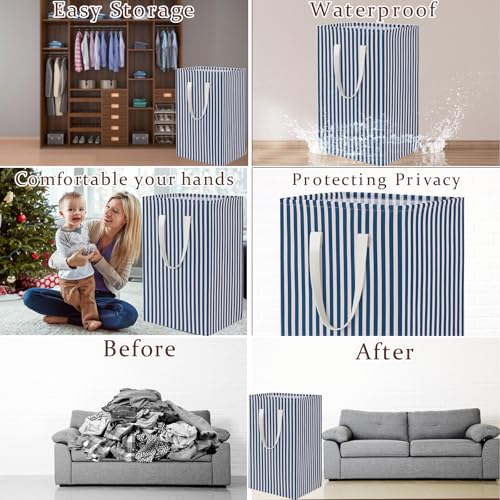 Waterproof Laundry Hamper 75L Collapsible Laundry Basket Extended Cotton Handle Laundry Bag Large Clothes Storage Toy Organization for Bathroom Bedroom Laundryroom College Dorms - color: Tiaowen-004