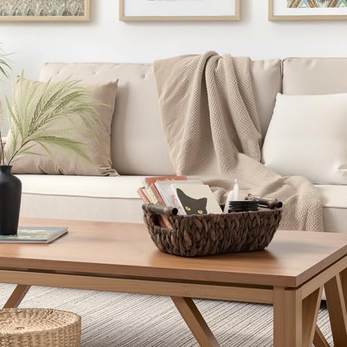 Storageworks Small Wicker Basket, Organizer Baskets for Shelves, Wicker Baskets for Storage, Decorative Storage Toilet Paper Basket, Vintage Home Decor, Water Hyacinth - color: Dark Brown(Water Hyacinth), size: Small