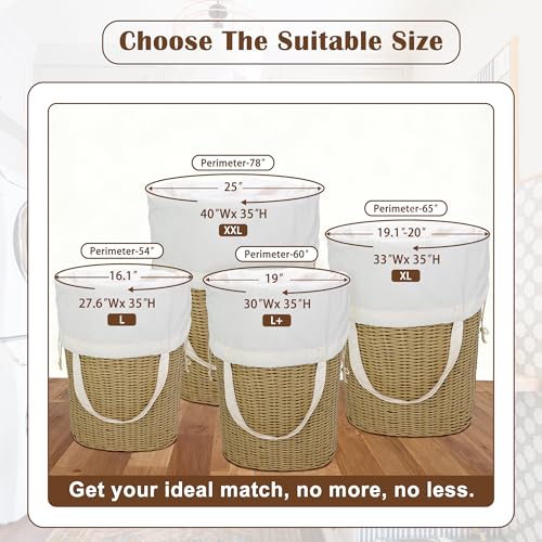 Cotton Canvas Laundry Bag 33"Wx 35"H, Thick Cotton Laundry Bag with Handles & Drawstring, Extra Large Heavy Duty Washable Basket Liner Hamper Liner Storage Sack (Natural XL, 1 Pack) - color: Natural, size: XL 33"W x 35"H┃1 Pack